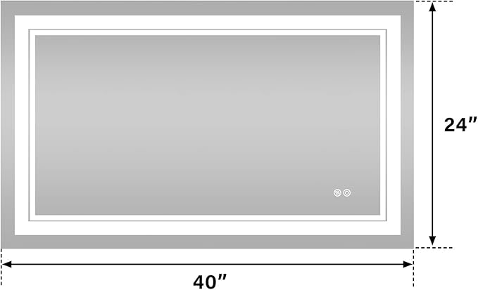 WELLFOR LED Bathroom Vanity Mirror 40 x 24 Inch, Lighted Anti-Fog Dimmable Mirror, IP44 Waterproof Wall Mounted Makeup Mirror, Packed with US Standard Plug and Touch Switch, (Horizontal/Vertical)
