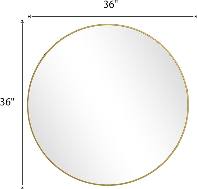 BEAUTYPEAK Circle Mirror Gold 36 Inch Wall Mounted Round Mirror with Brushed Metal Frame for Bathroom, Vanity, Living Room, Bedroom, Entryway Wall Decor (Gold, 36 Inches)
