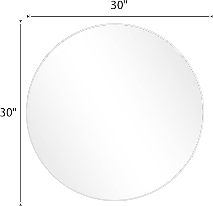 BEAUTYPEAK 30 Inch Round Mirror, Metal Frame Circle Mirror, Wall Mounted for Entryway, Bathroom, Vanity, Living Room, White
