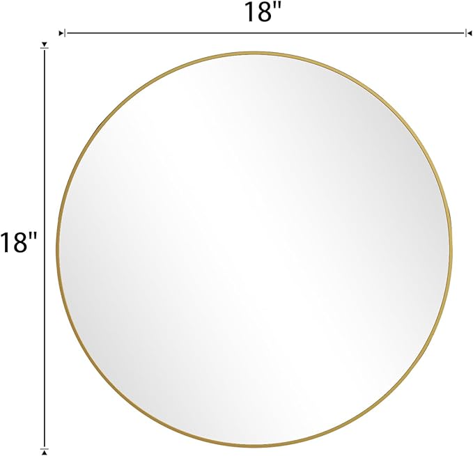 BEAUTYPEAK 18 Inch Round Mirror, Metal Frame Circle Mirror, Wall Mounted for Entryway, Bathroom, Vanity, Living Room, Gold