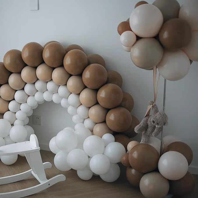 130pcs Brown Balloons Different Sizes 18" 12" 10" 5" Dark Brown Party Latex Balloons for Birthday Baby Shower Gender Reveal Graduation Wedding Anniversary Party Decorations