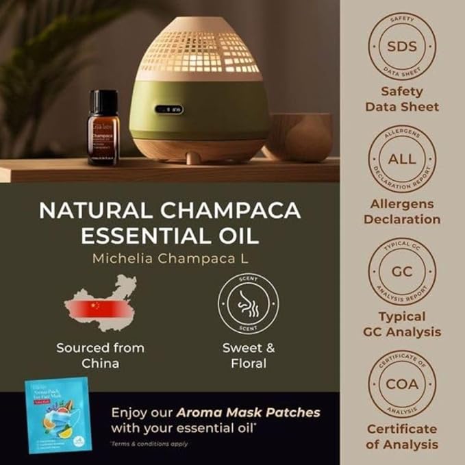 Gya Labs Champaca Essential Oil for Diffuser - 0.34 Fl Oz - 100% Pure Natural Champaca Oil for Skin, Hair, DIY Aroma Candle Making Scent