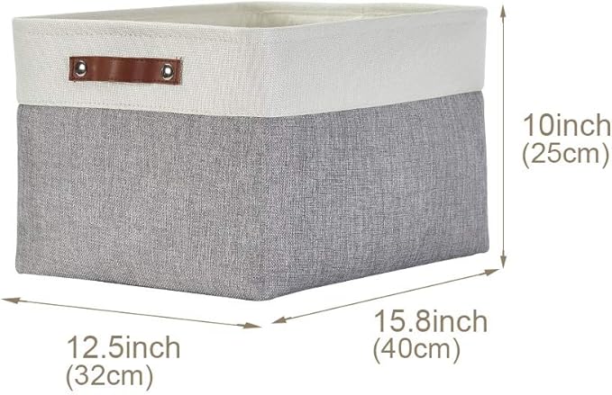 DECOMOMO Storage Baskets for Shelves - Fabric Closet Organizers and Storage Bins, Perfect Baskets for Organizing Closet Toys Nursery (Grey and White, XL - 4 Pack)