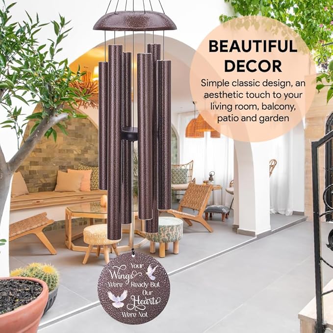Sympathy Wind Chimes Personalized, Love Doves Wind Chimes for Loss of Loved Dad/Mom, Memorial Gifts Wind Chime for Funeral, in Loving Memory of Husband/Wife, Garden Outdoor Decor (36inch)