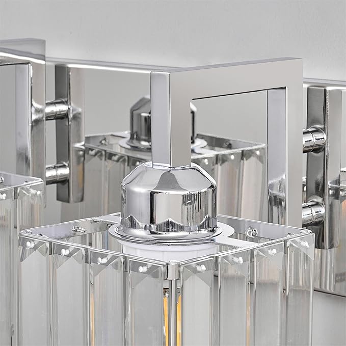 Modern Bathroom Vanity Light 2-Lights Chrome Crystal Wall Lamp Bathroom Modern Crystal Vanity Lighting