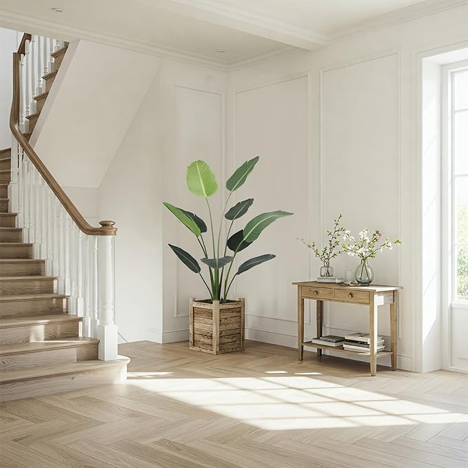 Worth Garden 59in Artificial Bird of Paradise Plant 4.9ft, Set of 2 Faux Tropical Trees for Living Room and Office Décor, Perfect for Indoor and Outdoor Greenery