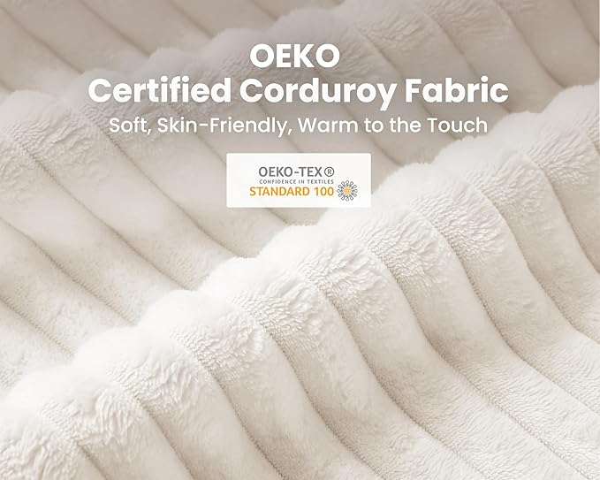 Oversized Modular Sofa, Extra Deep Cloud Corduroy Sectional Couch with Ottoman Chaise, Fluffy Chenille 6 Seater Couch Bed for Living Room, Villa (Sofa Bed 6 Seater, Corduroy White)