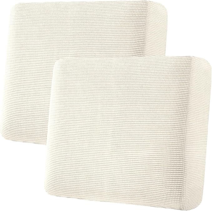 H.VERSAILTEX Super Stretch Individual Seat Cushion Covers Sofa Covers Couch Covers Slipcover Sets Thick Jacquard Textured Twill Fabric (2 Piece Large Sofa Cushion Covers, Porcelain)