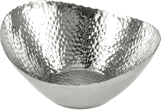 Monarch Abode Hand Hammered Decorative Bowl for Home Decor, 7.5-Inch Polished Stainless Steel – Key Bowl for Entryway Table, Catch All, Decorative Fruit Basin, Key Holder, Bowls for Home Decor