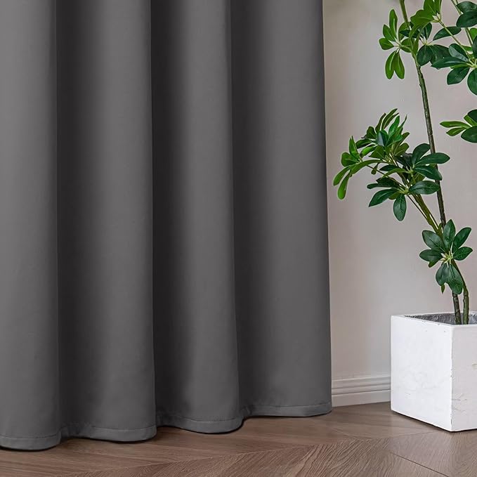 Blackout Curtains 84 Inch Length for Bedroom, Thermal Insulated Blackout Curtains 2 Panels Set, Solid Grommet Privacy Room Darkening Drapes for Living Room Windows(W52 x L84, Light Grey)