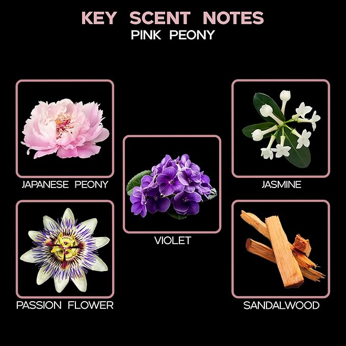 LOVSPA Reed Diffuser Set, Pink Peony Scented Oil Diffuser with Sticks, Home Fragrance Accessories for Bathroom Shelf Decor, Aroma Diffusers for Home or Office Desk, USA Made