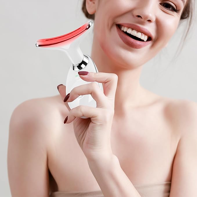 Facial Massager Red-Light-Therapy-for-Face and Neck, Face đť–˛ culpting Wand with 7 Color (Light White)