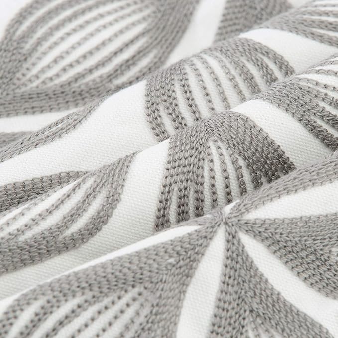 HWY 50 Grey Gray Decorative Throw Pillow Covers 18x18 Inch, Pack of 2 Embroidered Cotton Farmhouse Cushion Cover Pillow Case for Sofa Couch Living Room Bed Bedroon, Fashion Geometric Accent