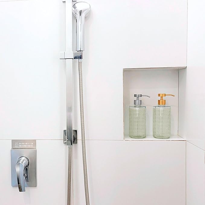 Lunestella Elegant Glass Hand Soap Dispenser with Stainless Steel Pump, for Bathroom and Kitchen, Rust Proof, 17oz (Silver)