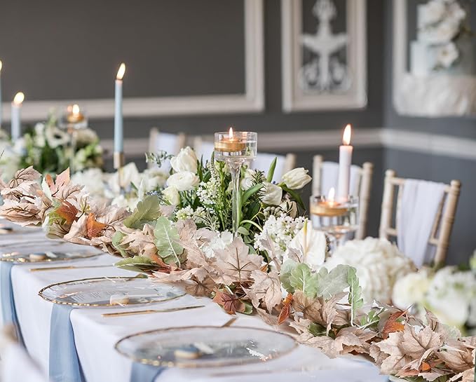 Lvydec 2 Pack Fall Maple Garland - 5.9ft/Piece White Artificial Fall Foliage Garland Colorful Autumn Decor for Home Wedding Party