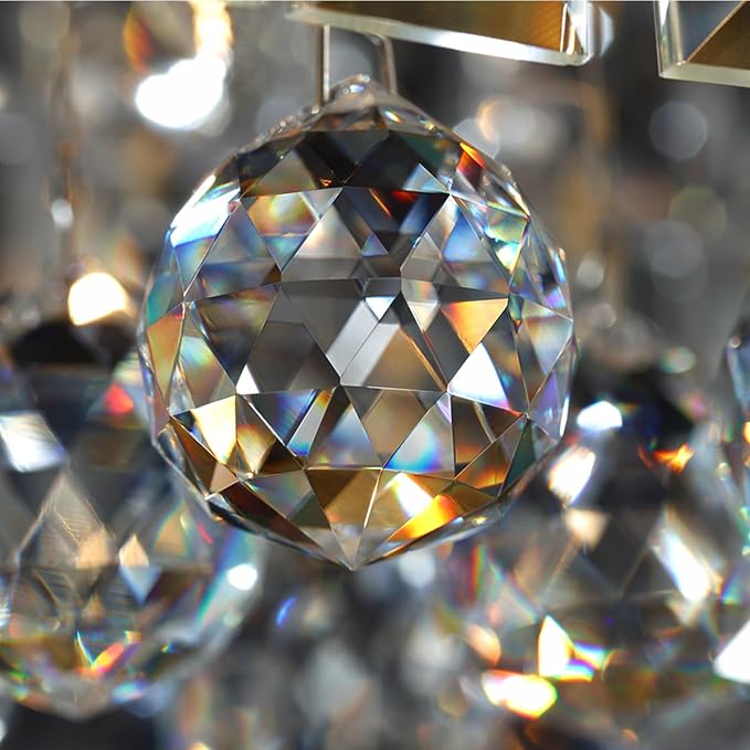 10 Lights Gold Flush Mount Rectangle Chandelier, Modern K9 Crystal Chandeliers Light Fixture Rectangular Raindrop Chandelier Pendant Island Light for Living Dining Room Kitchen Bar L47 Inch