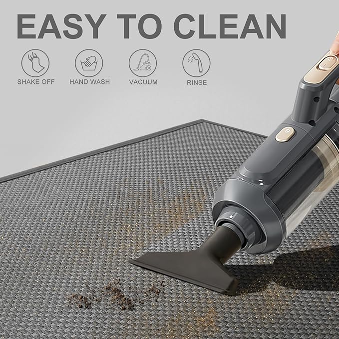 LEKEEPGO Door Mat 24"x47", Non Slip Door Mat Indoor Entrance, Rubber Backing Front Indoor Door mat Washable Absorbent Low-Profile Entryway Entry Resist Dirt Inside Door Mats, Light Grey