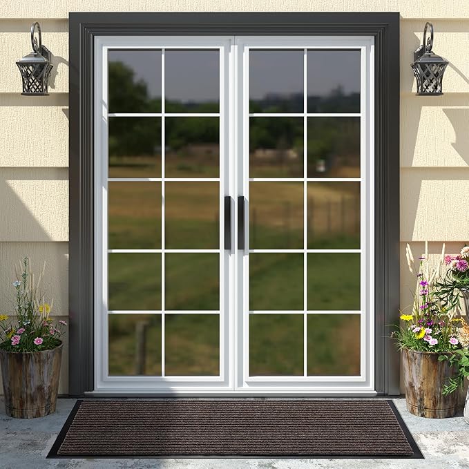 Yimobra Front Door Mat Outdoor Indoor Entrance, 100% Waterproof All-Season All Weather Doormat, Welcome Matt Outside Entry, Non Slip, Low Profile, Heavy Duty Patio Porch Floor Mats,47 x 24