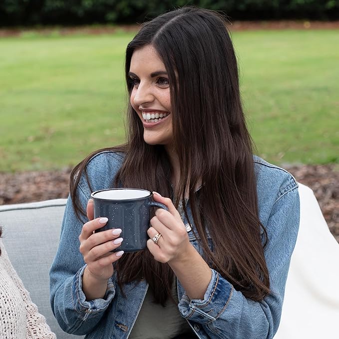 Set of 16 Ceramic Campfire Mugs – 15 Oz, Orange – Coffee & Tea Cups for Home, Work, Travel, Camping – Customizable, Great for DIY, Events, Companies