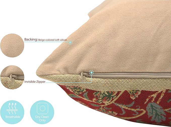 Charlotte Home Furnishings Throw Pillow Covers 16x16 in, Green Tree Decorative Couch Pillow Covers, Boho Decor European Tapestry Cushion Cases, Living Room Cozy Home Decor, Jacquard Woven Soft Cotton