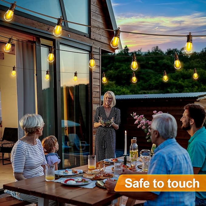Outdoor String Lights Patio LED Light Outside - 30M 28+2 S14 LED 100ft Porch Lighting IP65 Waterproof
