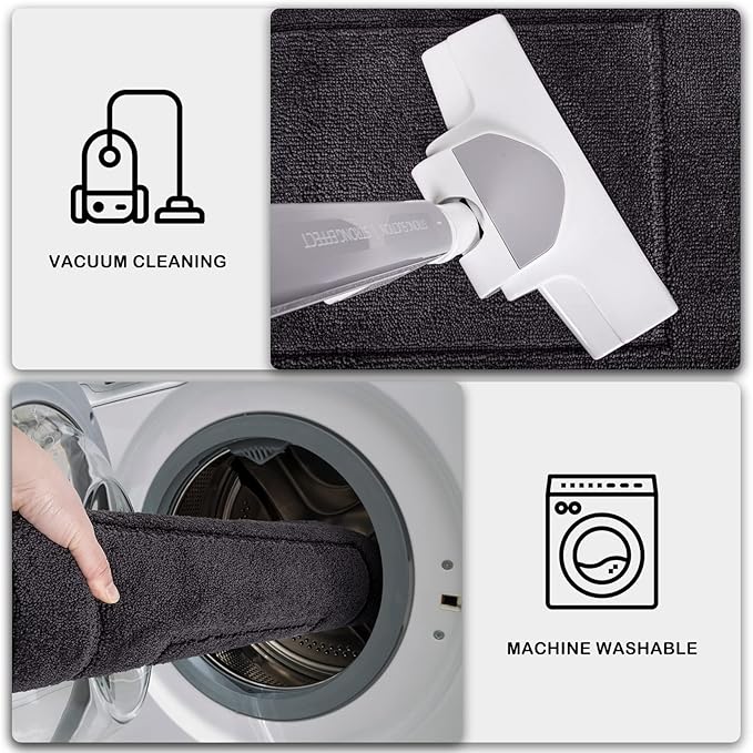 PURRUGS Dirt Trapping Door Mat 24" x 35.5", Non-Slip/Skid Machine Washable Entryway Rug, Dog Doormat, Super Absorbent Welcome Mat for Muddy Wet Shoes and Paws, Charcoal