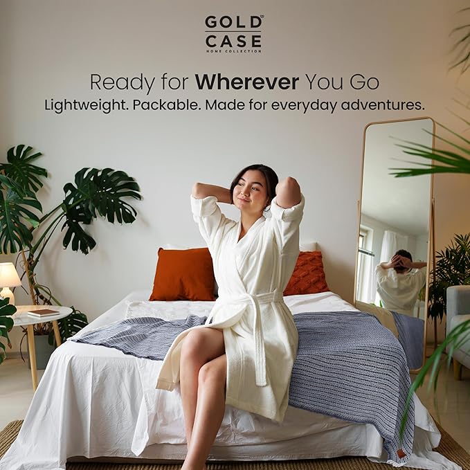 Gold Case Throw Blanket for Bed – 100% Recycled Turkish Cotton Bed Blanket – Decorative Throw Cotton Blankets for Living Room & Bedroom – Vintage Black Woven Queen Blankets – 90x90