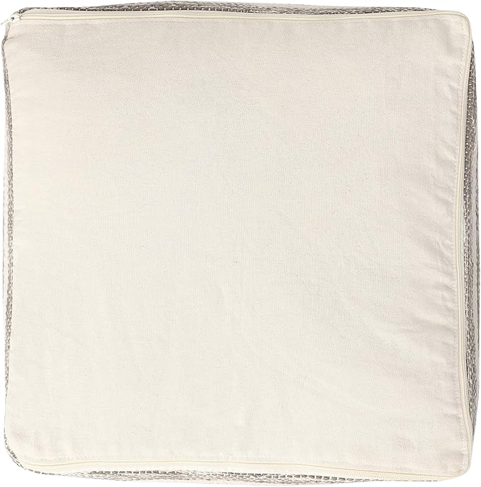 REDEARTH · Tufted Pouf Ottoman with Filler Textured Storage Cube Bean Bag Pouffe Footrest for Living Room, Bedroom, Nursery, Kidsroom; 100% Cotton (17.5"X17.5"X17.5", Melange Delight Taupe)