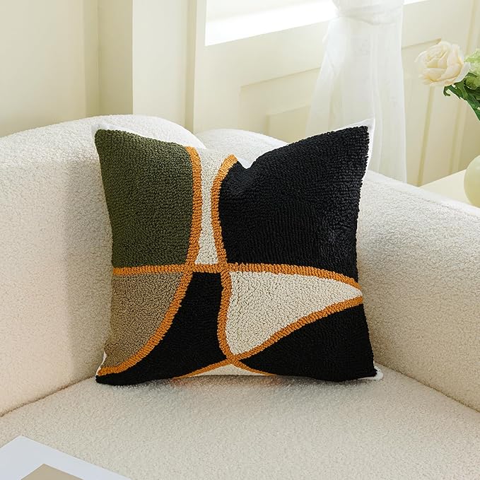 HOdo Home 2PCS Pillow Covers-Throw Pillow Cover,Tufted Boho Jacquard Pillow Covers,Farmhouse Decorative Pillow Cover,Pillow Cases for Couch,Sofa,Bed,Chair,Living Room,Home Decor(18x18inch )