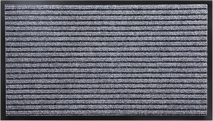 Yimobra Front Door Mat Outdoor Indoor Entrance, 100% Waterproof All-Season All Weather Doormat, Welcome Matt Outside Entry, Non Slip, Low Profile, Heavy Duty Patio Porch Floor Mat,29.5 x 17,Gray White