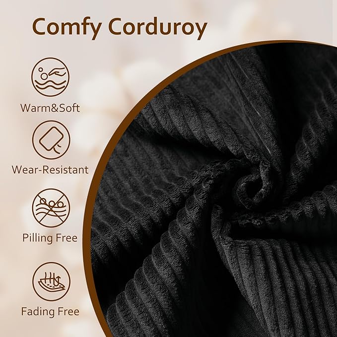 HOOOWOOO Modular Sectional Sofa Couch,Matching Free Combination Cloud Couch Armless Chair(Black Corduroy)