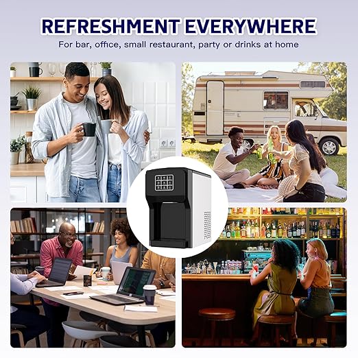 3 in 1 Water Dispenser with Ice Maker, Ice Maker Countertop, Bullet Ice, Crushed Ice, Water Cooler, 44Lbs/24H, 12 Ice/6Min, Self-Cleaning, 4Lbs Ice Storage, Home/Kitchen/Party/RV (Touchscreen)