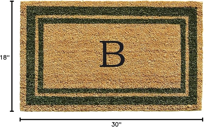 Calloway Mills 153041830B Sage Green Border 18" x 30" Monogram Doormat, (Letter B)