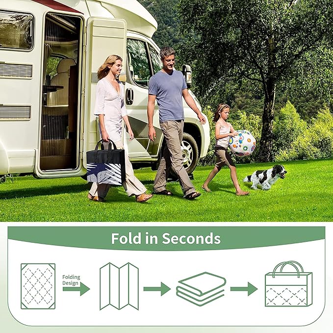 GENIMO Outdoor Rug 4' x 6' Waterproof for Patios Clearance, Reversible Outdoor Plastic Straw Camping Rug Carpet, Large Area Rugs Mats for RV, Camper, Deck, Balcony, Porch, Beach, Navy Blue&White