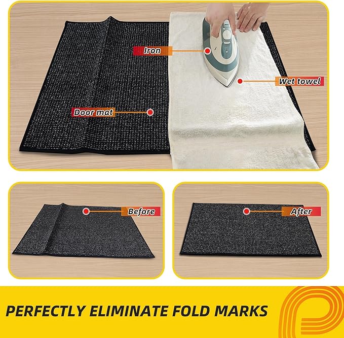 JSEI Dirt Trapper Door Mat 20"x32" Non-Slip Washable Entrance Mat, Dog Doormats, Absorbent & Fade-Resistant Floor Mats, Low Profile Welcome Mats for Entryway, Front Door, and Inside Entrance, Black