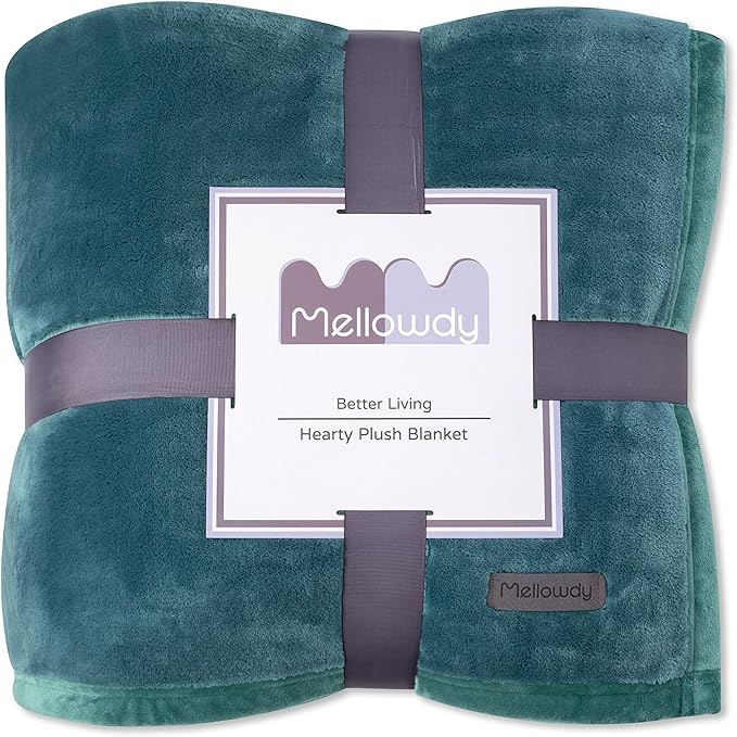 Mellowdy Extra Thick Hearty Plush Flannel Blanket (Deep Turquoise, 60x80) - 500GSM Twin Size Warm Blanket for Winter, Fall | Soft, Fluffy, Cuddly, Perfect for Bed, Oversized Throw for Couch, Sofa