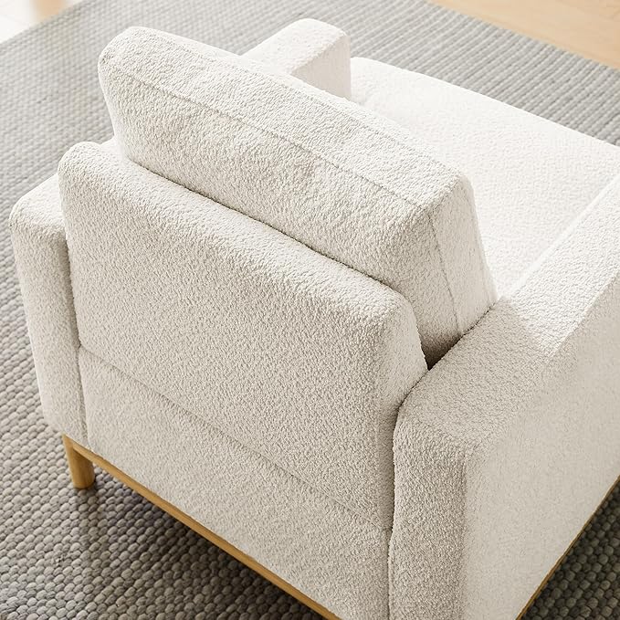Oversized Accent Chair, Mid Century Modern Upholstered Armchair for Living Room, Comfy Chair for Bedroom Reading Chair, Single Sofa for Small Space with Rubberwood Base