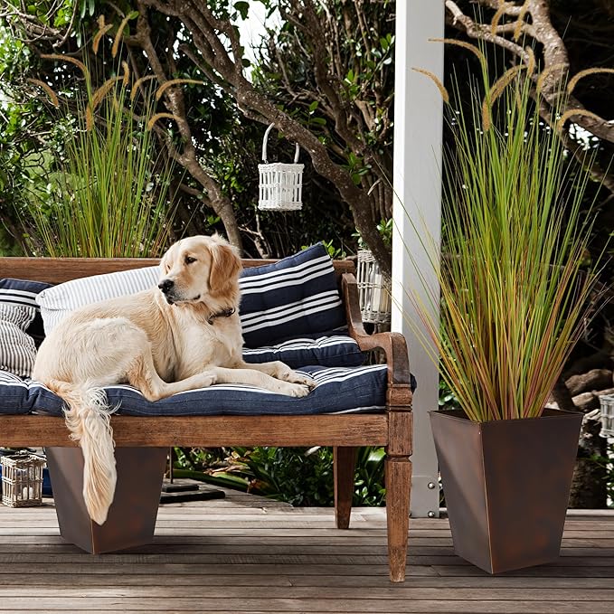 KOL Artificial 5ft 2-Pack Horsetail Reed Grass, 59in Tall Artificial Indoor Outdoor Fake Grass Plant, Home Office Décor Artificial Plants in Pot Faux Plant Greenery, Wedding Decor - Yellow