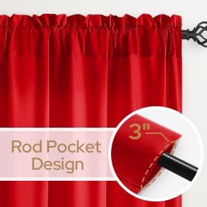 HOMEIDEAS Christmas Non-See-Through Red Privacy Sheer Curtains, 52 X 54 Inches - Image 6
