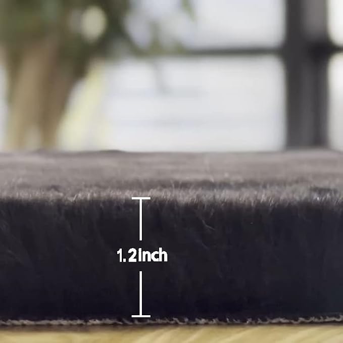 ORINOVA Black Fluffy Rug 5x7 Area Rugs - Image 2