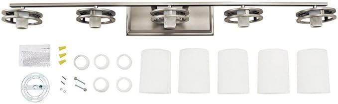 Kichler Hendrik 43" 5 Light Vanity Light with Light Umber Etched Glass Olde Bronze®