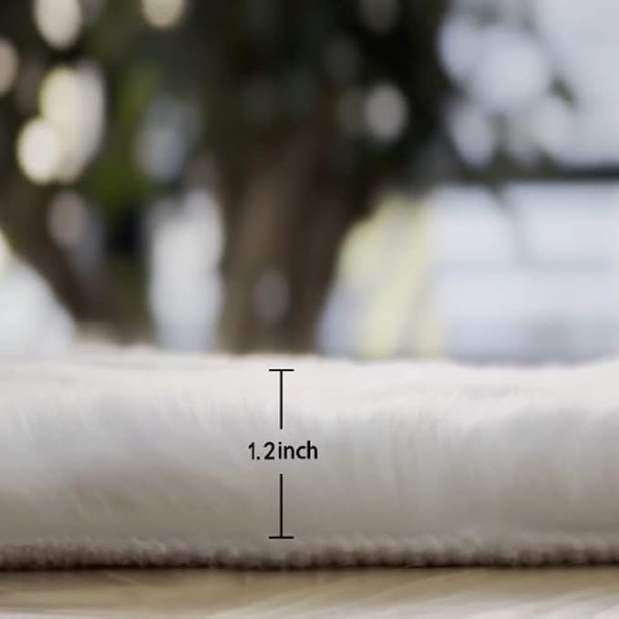 ORINOVA White Faux Fur Rug 5x8 Rugs - Image 2