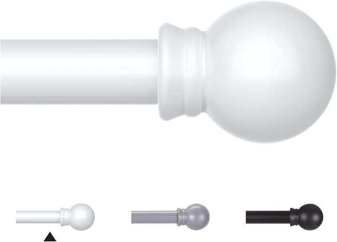 Thestoa Curtain Rods for Windows 66-120 Inch, 5/8" White Curtain Rods, by Thestoa