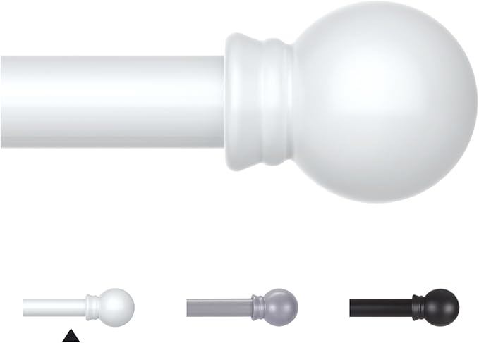 Thestoa Curtain Rods for Windows 30-62 Inch, 5/8" White Curtain Rod for Bedroom by Thestoa