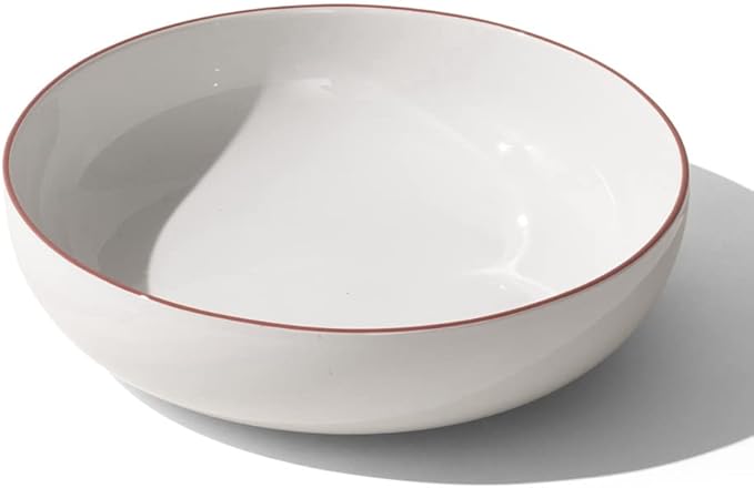 Made In Cookware - Serving Bowl - White With Red Rim - Porcelain England