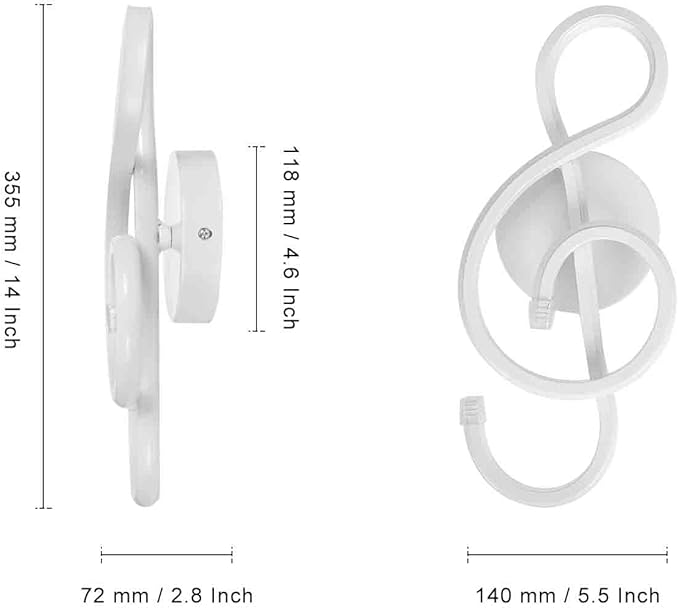 XEYOU 22W Modern Wall Sconce Lighting Indoor LED Creative Wall Light Fixture Music Symbol Art Decoration Wall Lamp for Living Room Bedroom Stair Corridor, White 4500K