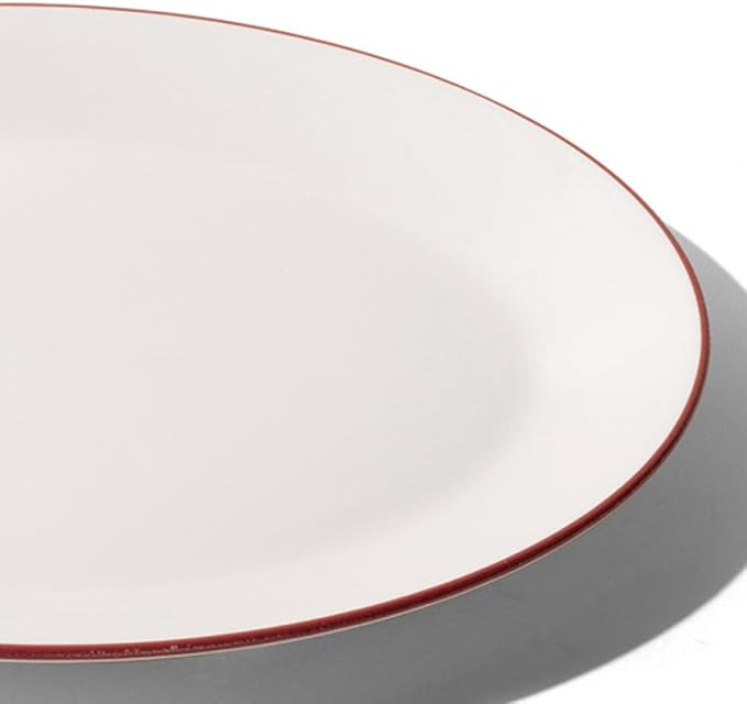 Made In Cookware - Serving Platter - White With Red Rim - Porcelain England