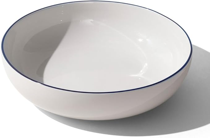 Made In Cookware - Serving Bowl - White With Navy Rim - Porcelain - Crafted in England