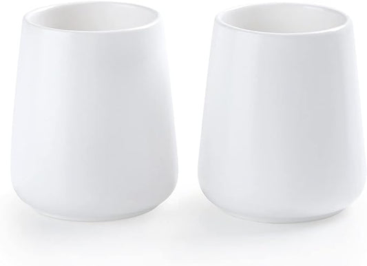 White Toothbrush Holder for Bathroom - 2Pcs Ceramic Tooth Brushing Holders Set, Toothbrush Cup & Toothpaste Organizer for Bathroom Countertop, Makeup Brush Holder, Pen Holder for Home Desktop Storage