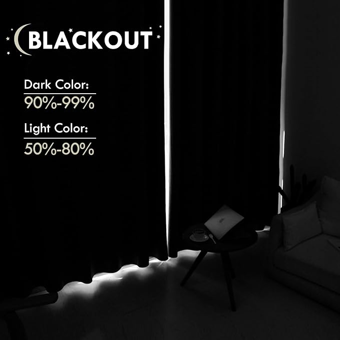DWCN Blackout Curtains for Living Room 95 Inch Length 2 Panels Set, Solid - Image 3